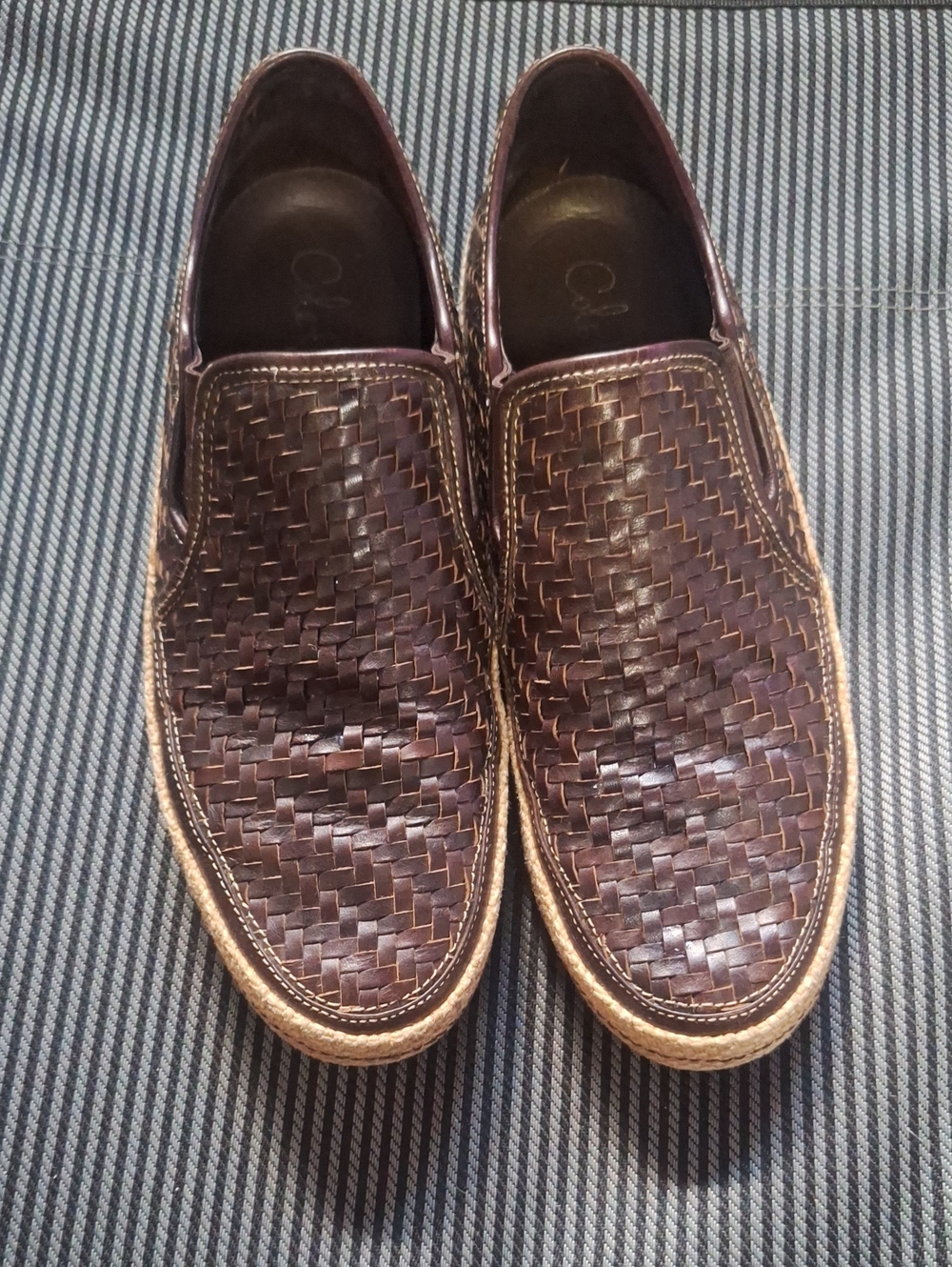 Cole Hahn Nike Air Loafers Woven Leather Espadrille Slip-On Brown 11